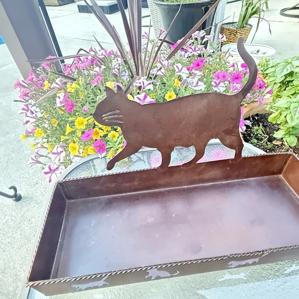 Metal Cat Shelf Sitter Wall Hanging Storage Planter Farmhouse Cottage